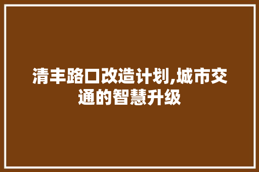 清丰路口改造计划,城市交通的智慧升级