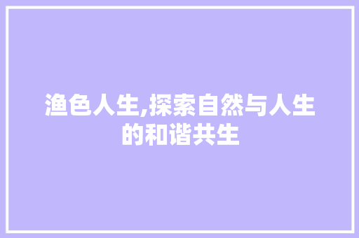 渔色人生,探索自然与人生的和谐共生