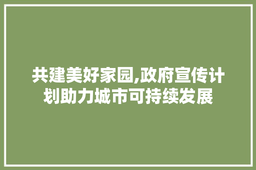 共建美好家园,政府宣传计划助力城市可持续发展