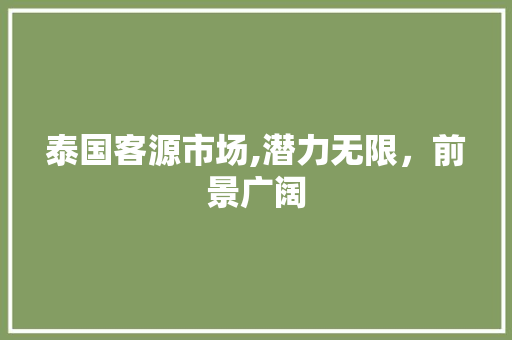 泰国客源市场,潜力无限，前景广阔