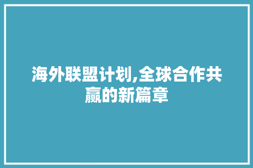 海外联盟计划,全球合作共赢的新篇章