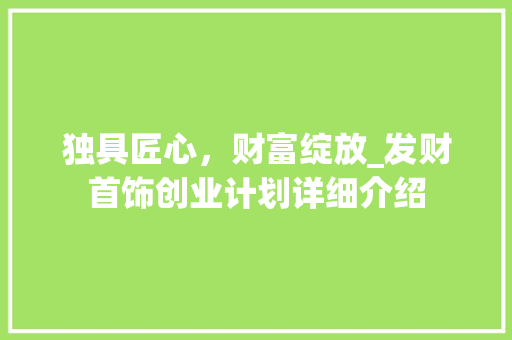 独具匠心，财富绽放_发财首饰创业计划详细介绍
