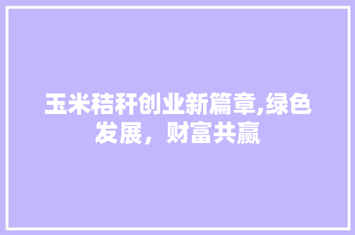 玉米秸秆创业新篇章,绿色发展，财富共赢