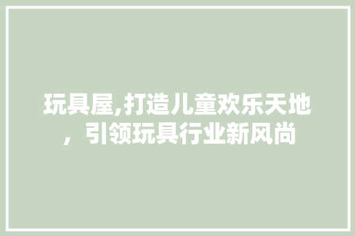 玩具屋,打造儿童欢乐天地，引领玩具行业新风尚