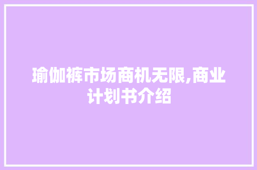 瑜伽裤市场商机无限,商业计划书介绍