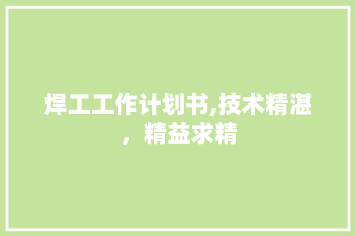 焊工工作计划书,技术精湛，精益求精