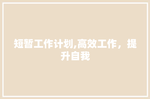 短暂工作计划,高效工作，提升自我