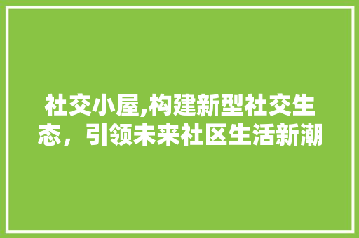 社交小屋,构建新型社交生态，引领未来社区生活新潮流