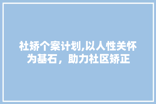 社矫个案计划,以人性关怀为基石，助力社区矫正