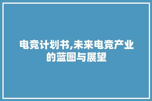 电竞计划书,未来电竞产业的蓝图与展望