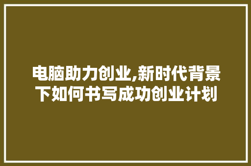 电脑助力创业,新时代背景下如何书写成功创业计划