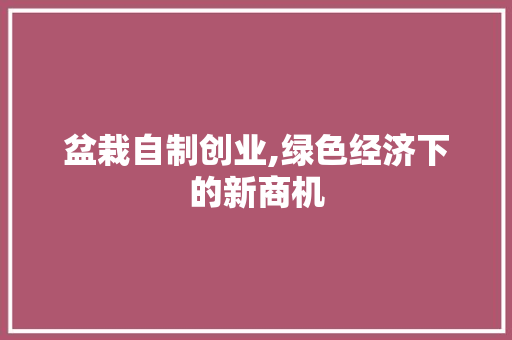 盆栽自制创业,绿色经济下的新商机