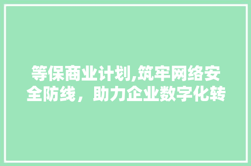 等保商业计划,筑牢网络安全防线，助力企业数字化转型