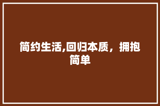 简约生活,回归本质，拥抱简单