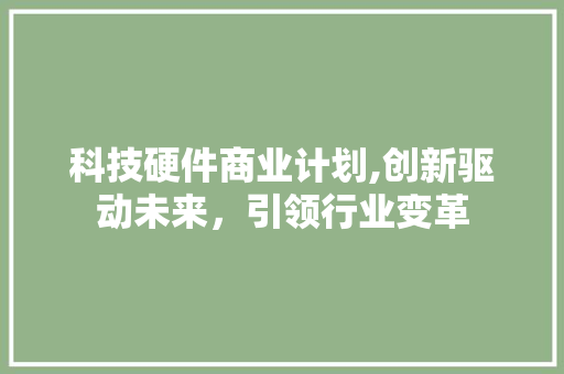 科技硬件商业计划,创新驱动未来，引领行业变革