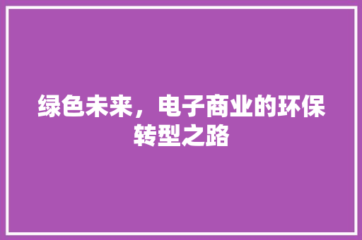 绿色未来，电子商业的环保转型之路