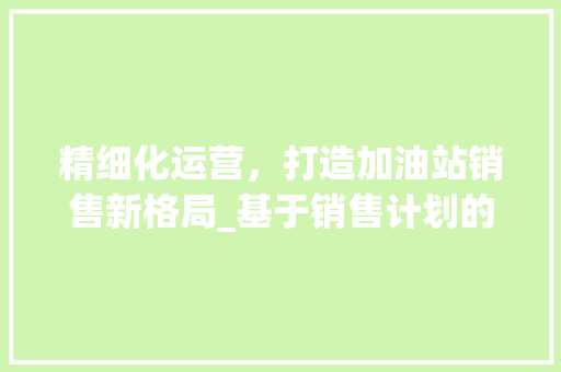 精细化运营，打造加油站销售新格局_基于销售计划的步骤分析