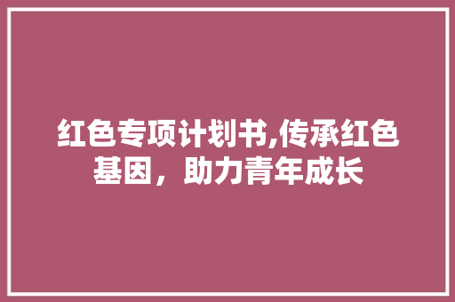 红色专项计划书,传承红色基因，助力青年成长