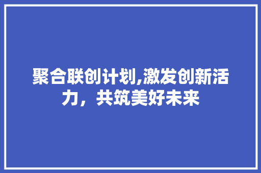聚合联创计划,激发创新活力，共筑美好未来
