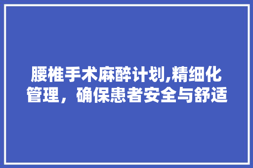腰椎手术麻醉计划,精细化管理，确保患者安全与舒适