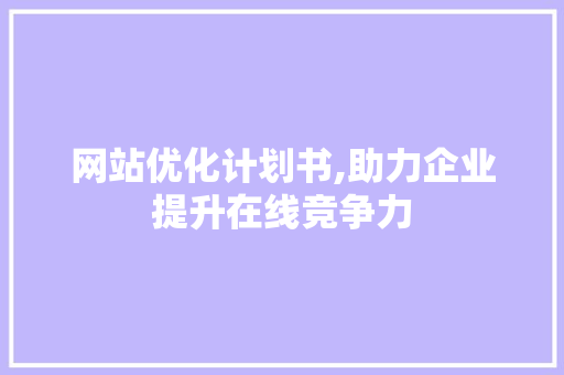 网站优化计划书,助力企业提升在线竞争力