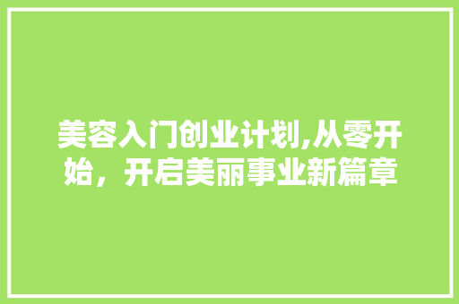美容入门创业计划,从零开始，开启美丽事业新篇章