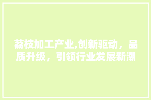 荔枝加工产业,创新驱动，品质升级，引领行业发展新潮流
