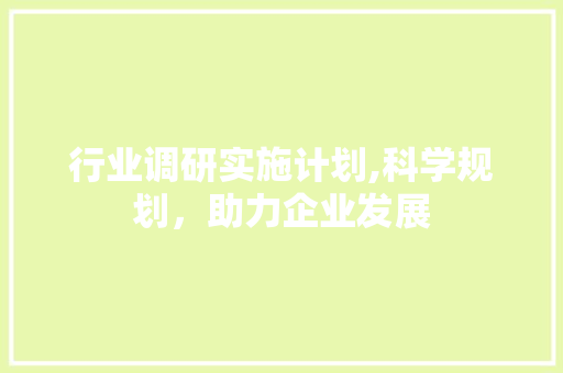 行业调研实施计划,科学规划，助力企业发展