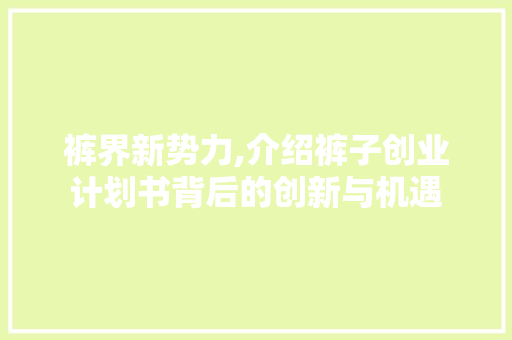 裤界新势力,介绍裤子创业计划书背后的创新与机遇