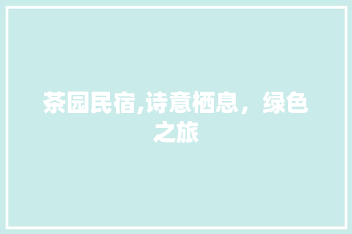 茶园民宿,诗意栖息，绿色之旅