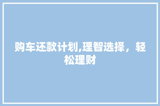 购车还款计划,理智选择，轻松理财