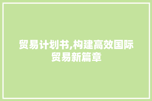 贸易计划书,构建高效国际贸易新篇章