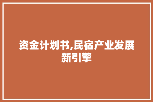 资金计划书,民宿产业发展新引擎