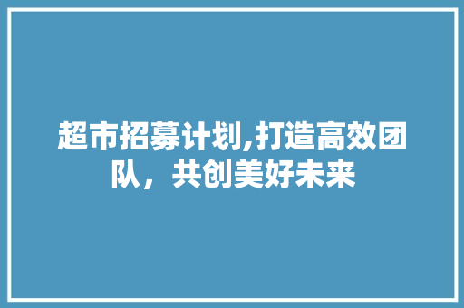 超市招募计划,打造高效团队，共创美好未来