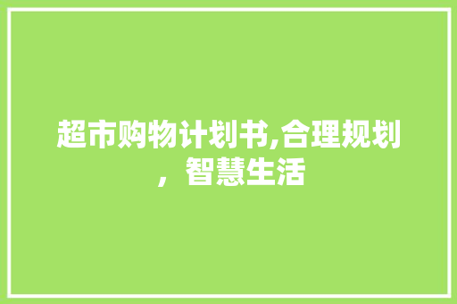 超市购物计划书,合理规划，智慧生活