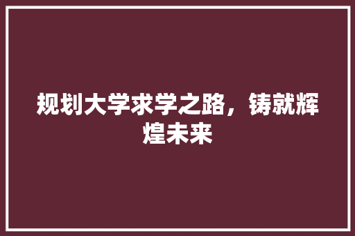 规划大学求学之路，铸就辉煌未来
