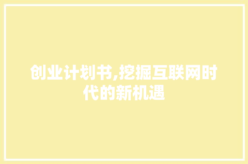 创业计划书,挖掘互联网时代的新机遇