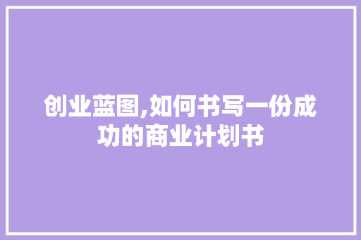 创业蓝图,如何书写一份成功的商业计划书