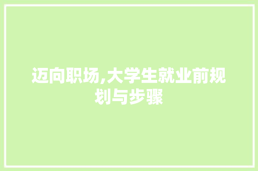 迈向职场,大学生就业前规划与步骤
