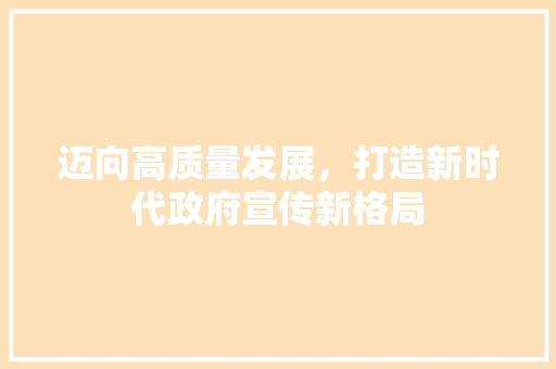 迈向高质量发展，打造新时代政府宣传新格局