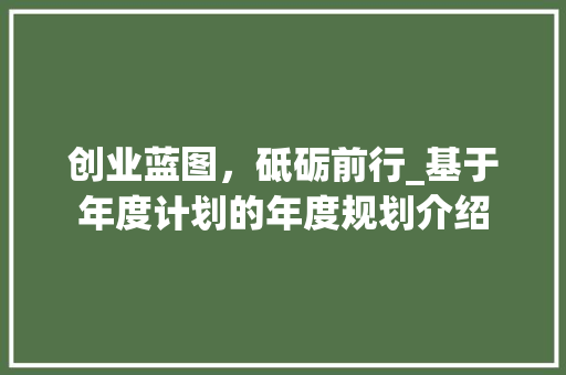 创业蓝图，砥砺前行_基于年度计划的年度规划介绍