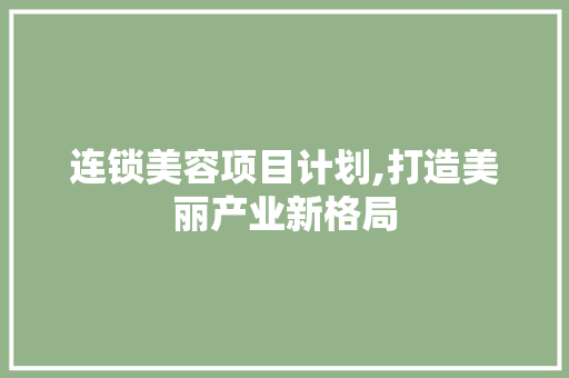 连锁美容项目计划,打造美丽产业新格局