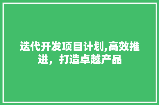 迭代开发项目计划,高效推进，打造卓越产品