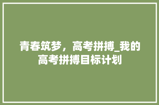 青春筑梦，高考拼搏_我的高考拼搏目标计划