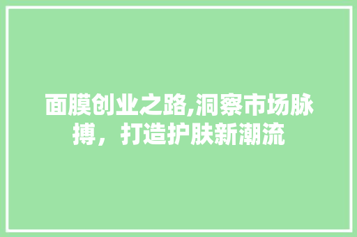 面膜创业之路,洞察市场脉搏，打造护肤新潮流