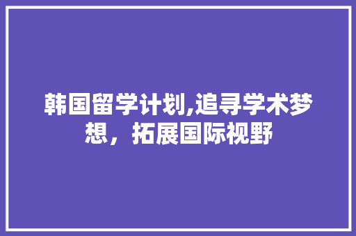 韩国留学计划,追寻学术梦想，拓展国际视野