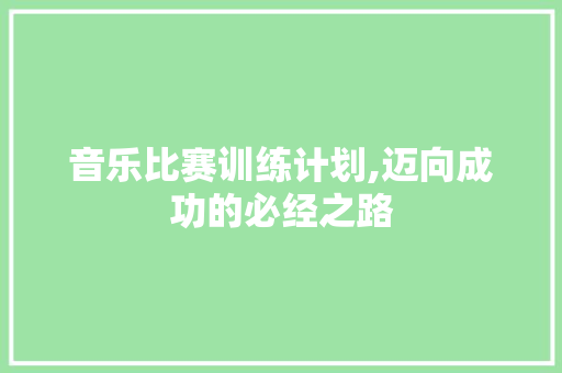 音乐比赛训练计划,迈向成功的必经之路