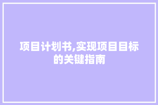 项目计划书,实现项目目标的关键指南