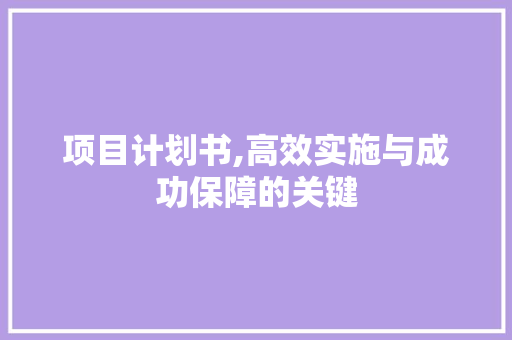 项目计划书,高效实施与成功保障的关键
