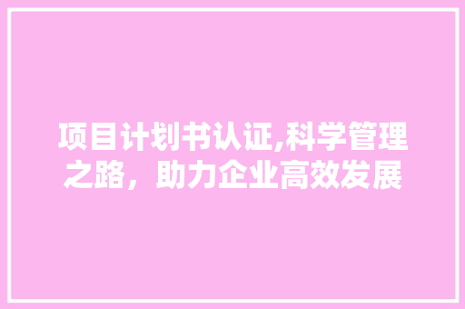 项目计划书认证,科学管理之路，助力企业高效发展